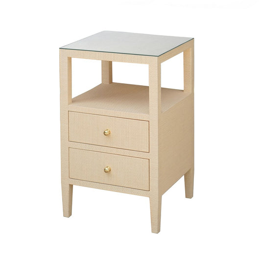 Worlds Away - Two Drawer Side Table In Natural Grasscloth - ROSCOE NAT view 1