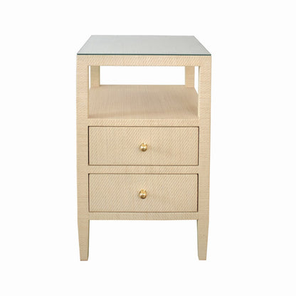 Worlds Away - Two Drawer Side Table In Natural Grasscloth - ROSCOE NAT view 2
