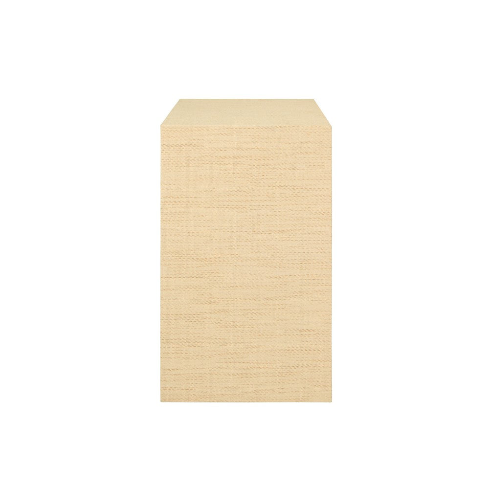 Worlds Away - Two Drawer Side Table In Natural Grasscloth With Cerused Oak Handles - EZRA NAT view 4