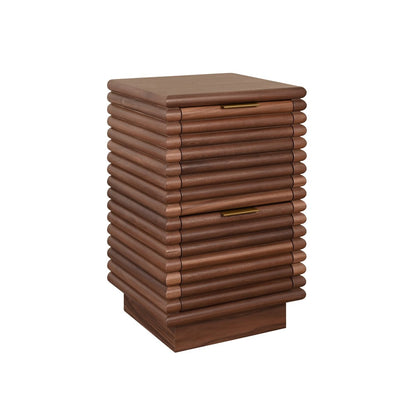 Worlds Away - Two Drawer Side Table With Antique Brass Hardware And Large Horizontal Reeds In Walnut - NAYLA WAL view 1