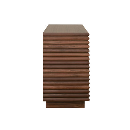 Worlds Away - Two Drawer Side Table With Antique Brass Hardware And Large Horizontal Reeds In Walnut - NAYLA WAL view 4