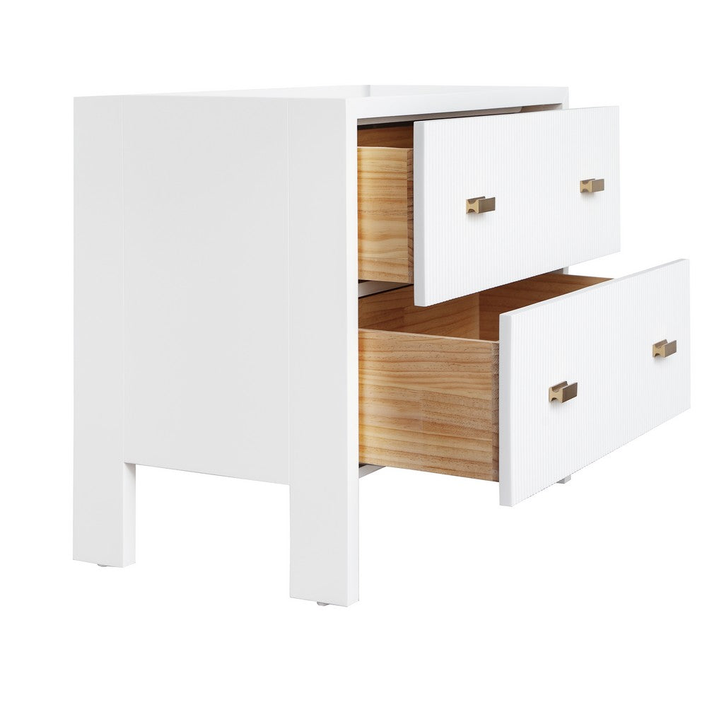 Worlds Away - Two Drawer Side Table With Fluted Detail In Matte White Lacquer - ANDRE WH view 3