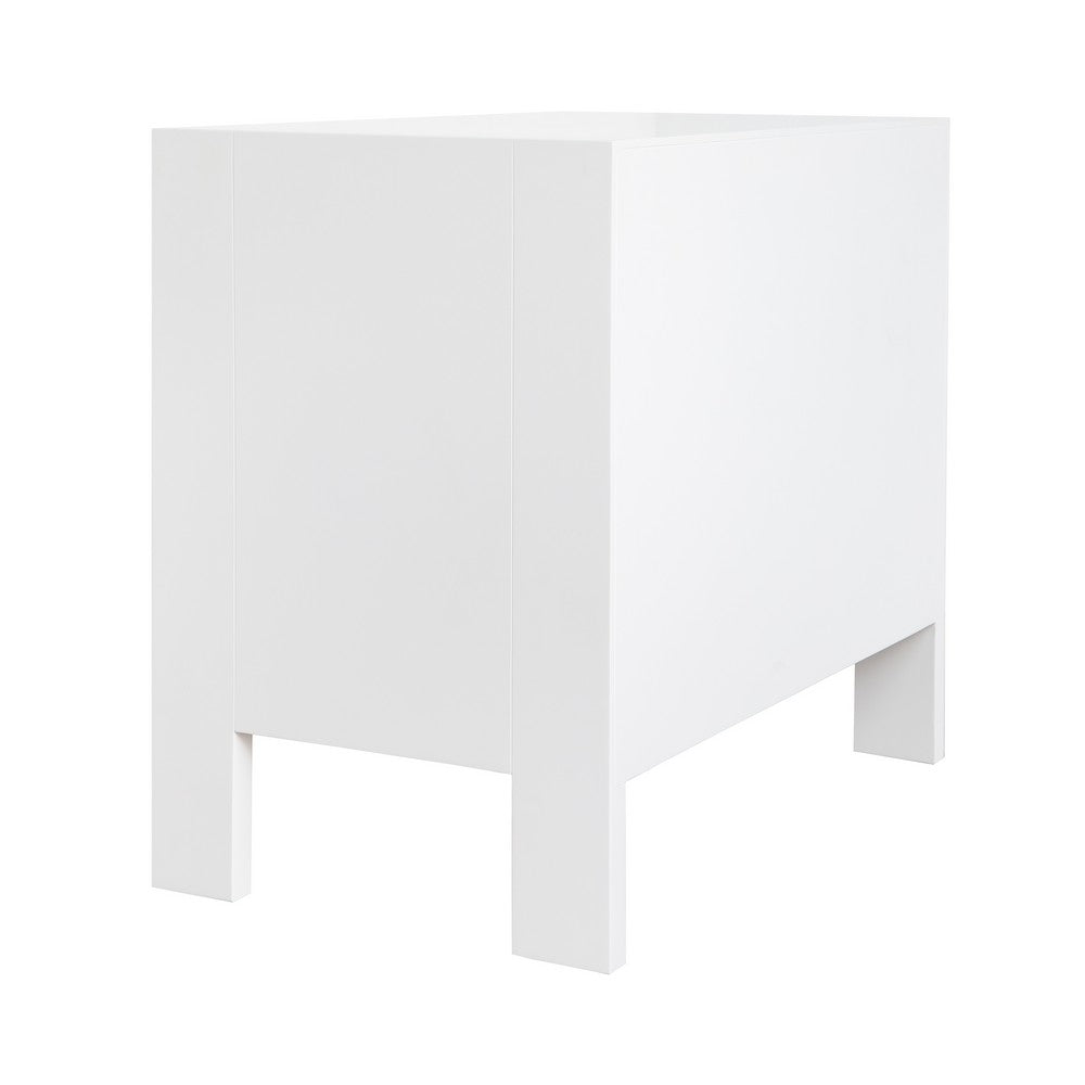Worlds Away - Two Drawer Side Table With Fluted Detail In Matte White Lacquer - ANDRE WH view 4