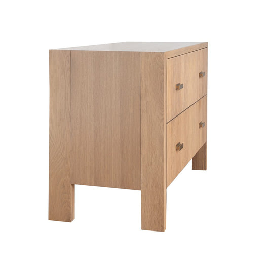 Worlds Away - Two Drawer Side Table With Fluted Detail In Natural Oak - ANDRE NO view 2