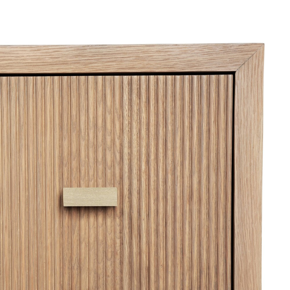 Worlds Away - Two Drawer Side Table With Fluted Detail In Natural Oak - ANDRE NO view 5