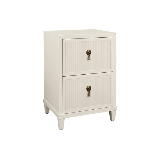 Worlds Away - Two Drawer Side Table With Fluted Drawer Fronts In Matte Antique White Lacquer - NOVALIE AW view 1