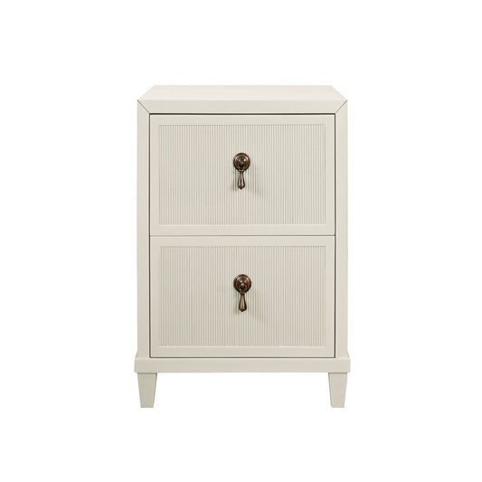 Worlds Away - Two Drawer Side Table With Fluted Drawer Fronts In Matte Antique White Lacquer - NOVALIE AW view 2