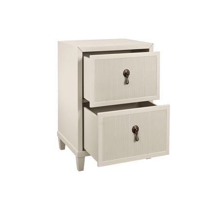 Worlds Away - Two Drawer Side Table With Fluted Drawer Fronts In Matte Antique White Lacquer - NOVALIE AW view 3