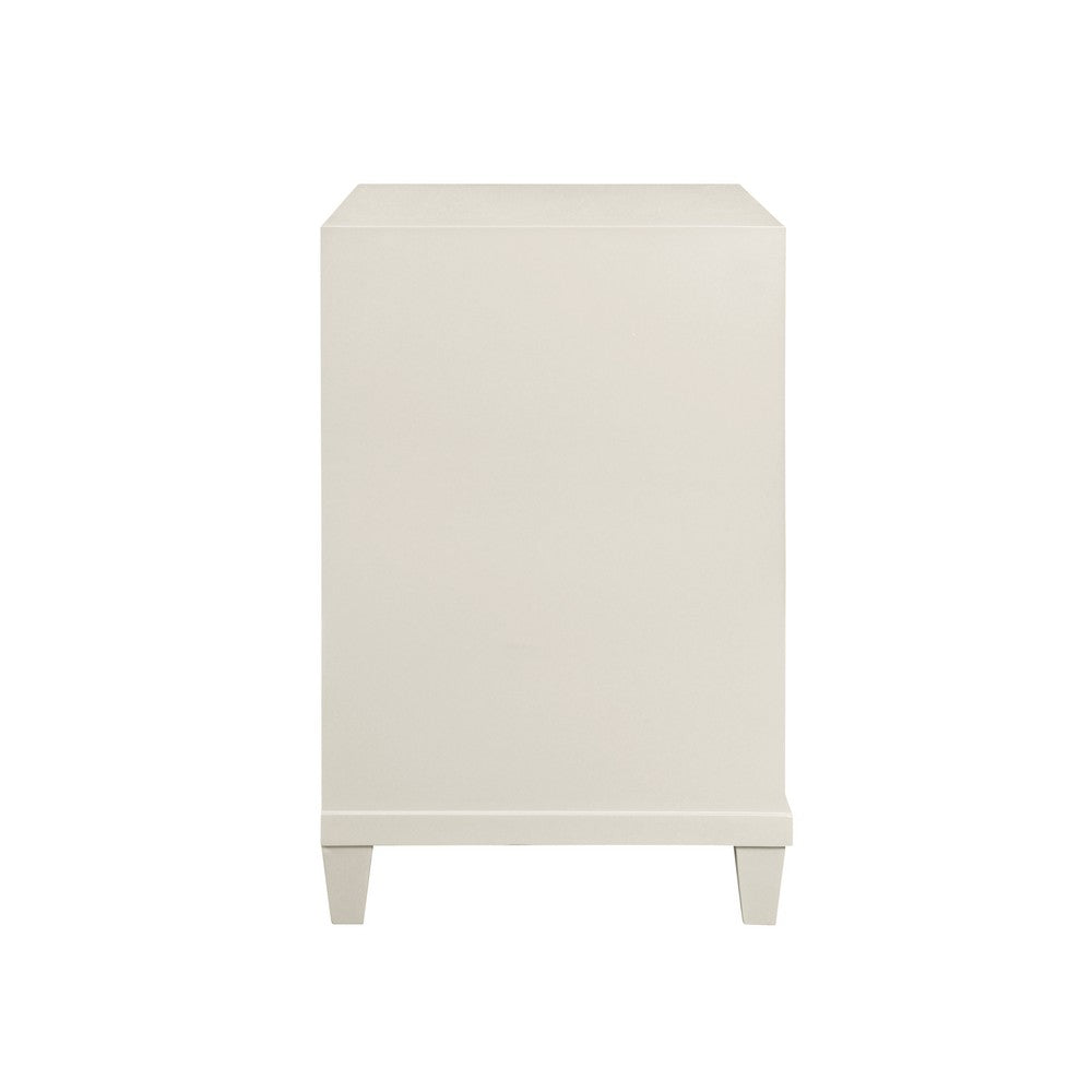Worlds Away - Two Drawer Side Table With Fluted Drawer Fronts In Matte Antique White Lacquer - NOVALIE AW view 4