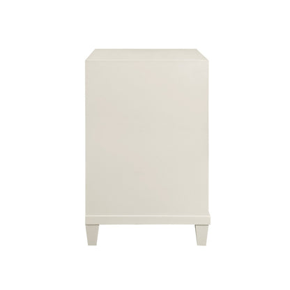 Worlds Away - Two Drawer Side Table With Fluted Drawer Fronts In Matte Antique White Lacquer - NOVALIE AW view 4