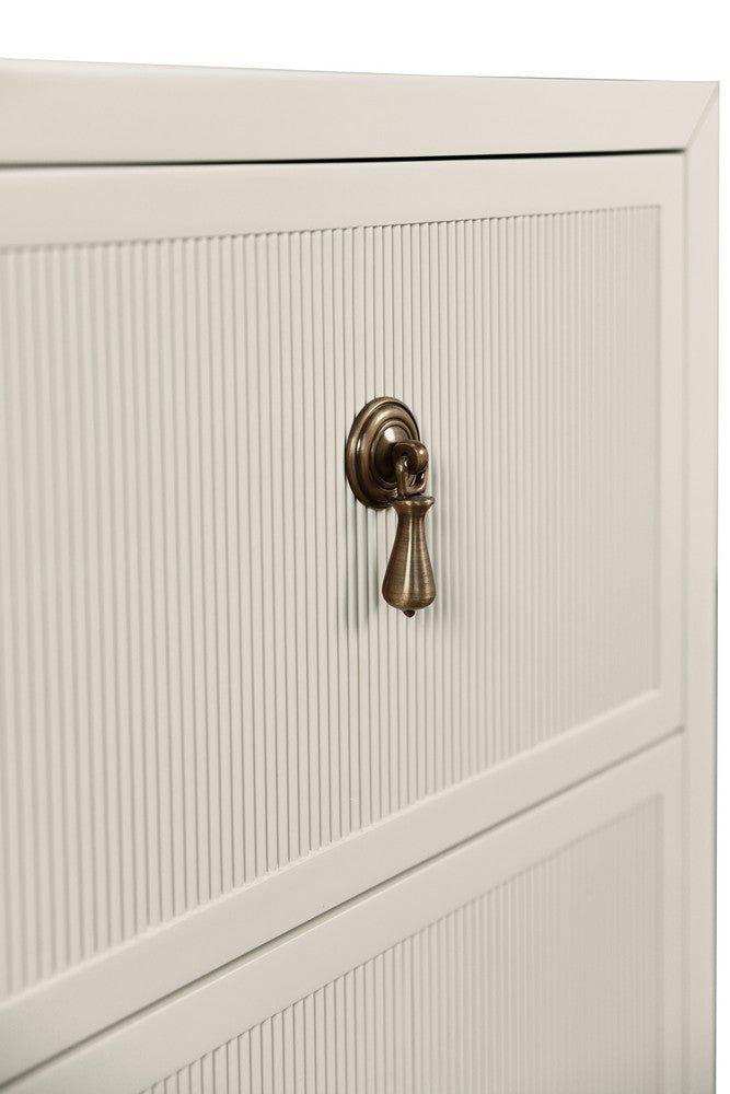 Worlds Away - Two Drawer Side Table With Fluted Drawer Fronts In Matte Antique White Lacquer - NOVALIE AW view 5
