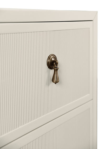 Worlds Away - Two Drawer Side Table With Fluted Drawer Fronts In Matte Antique White Lacquer - NOVALIE AW view 5