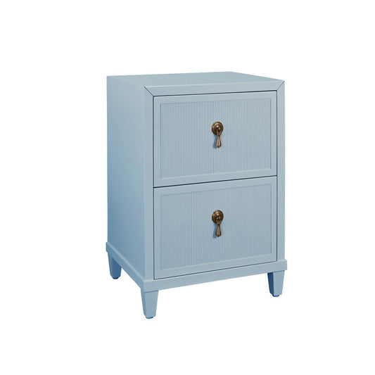 Worlds Away - Two Drawer Side Table With Fluted Drawer Fronts In Matte Light Blue Lacquer - NOVALIE LB view 1