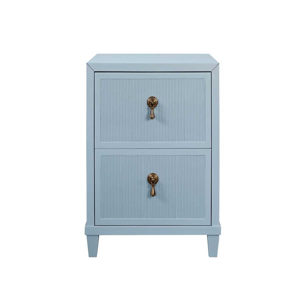 Worlds Away - Two Drawer Side Table With Fluted Drawer Fronts In Matte Light Blue Lacquer - NOVALIE LB view 2