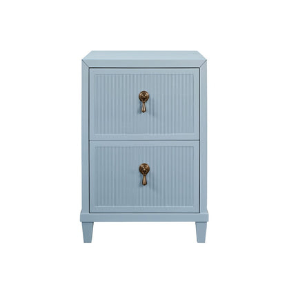 Worlds Away - Two Drawer Side Table With Fluted Drawer Fronts In Matte Light Blue Lacquer - NOVALIE LB view 2