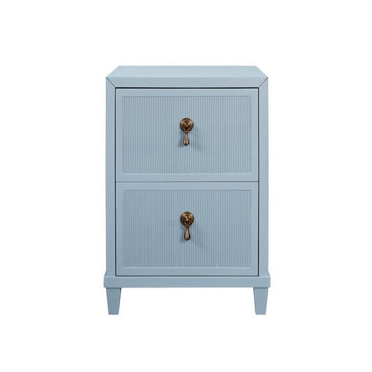 Worlds Away - Two Drawer Side Table With Fluted Drawer Fronts In Matte Light Blue Lacquer - NOVALIE LB view 2
