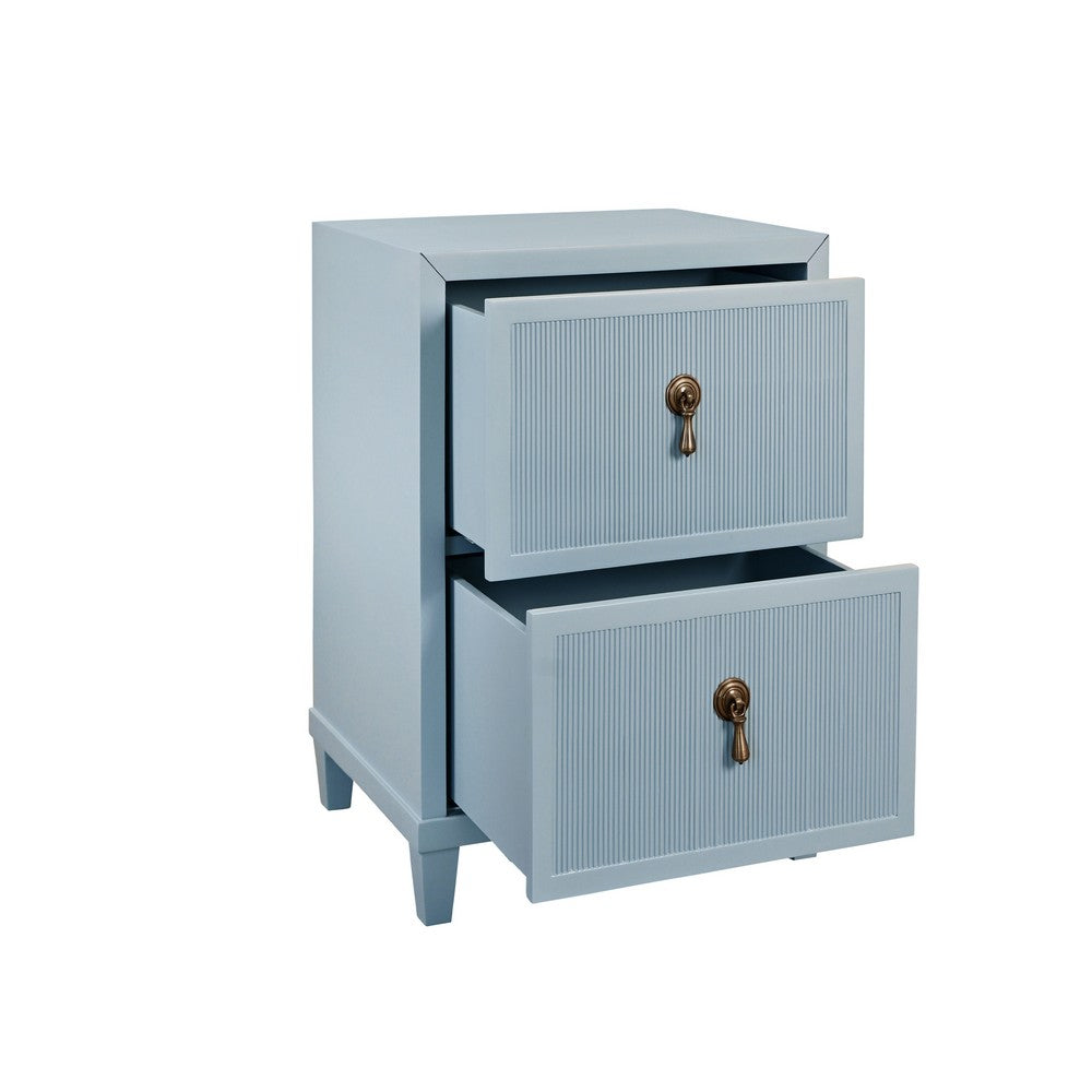 Worlds Away - Two Drawer Side Table With Fluted Drawer Fronts In Matte Light Blue Lacquer - NOVALIE LB view 3