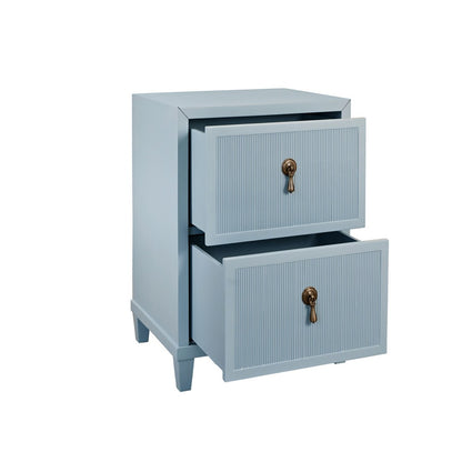 Worlds Away - Two Drawer Side Table With Fluted Drawer Fronts In Matte Light Blue Lacquer - NOVALIE LB view 3