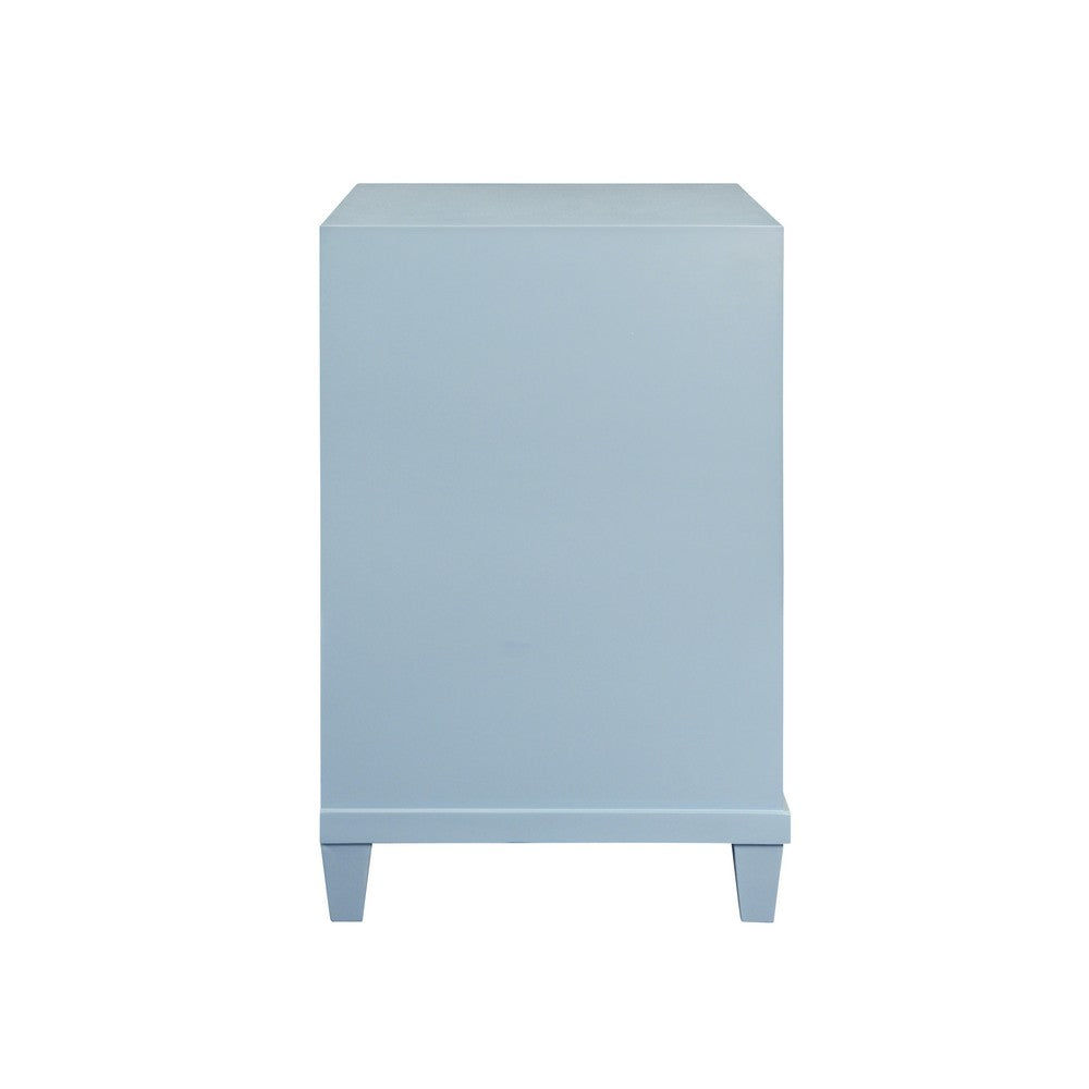 Worlds Away - Two Drawer Side Table With Fluted Drawer Fronts In Matte Light Blue Lacquer - NOVALIE LB view 4