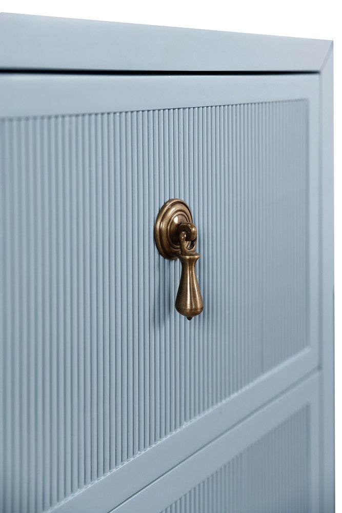 Worlds Away - Two Drawer Side Table With Fluted Drawer Fronts In Matte Light Blue Lacquer - NOVALIE LB view 5