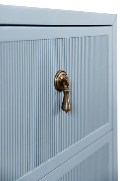 Worlds Away - Two Drawer Side Table With Fluted Drawer Fronts In Matte Light Blue Lacquer - NOVALIE LB view 5