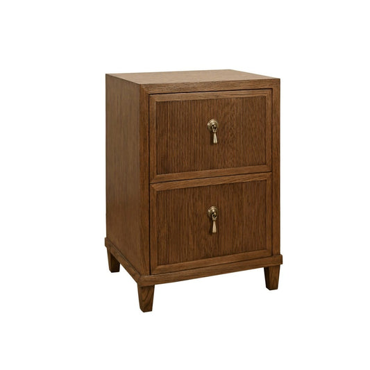 Worlds Away - Two Drawer Side Table With Fluted Drawer Fronts In Provincial Brown Oak - NOVALIE PBO view 1
