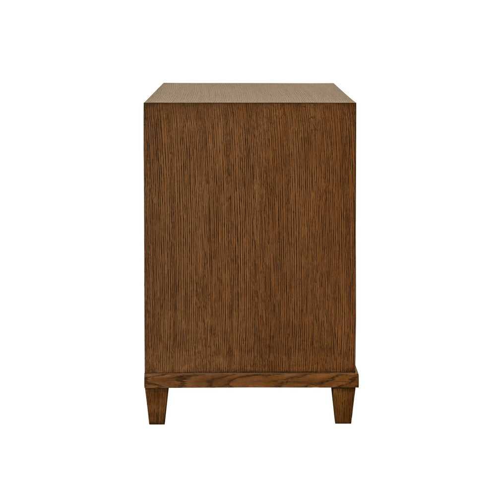 Worlds Away - Two Drawer Side Table With Fluted Drawer Fronts In Provincial Brown Oak - NOVALIE PBO view 4