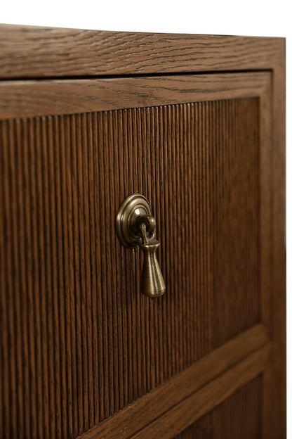Worlds Away - Two Drawer Side Table With Fluted Drawer Fronts In Provincial Brown Oak - NOVALIE PBO view 6