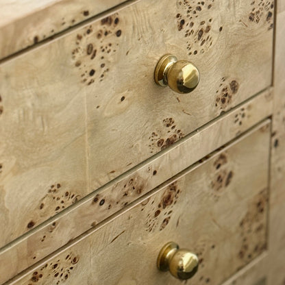 Worlds Away - Two Drawer Side Table With Open Top Shelf In Burl Wood With Polished Brass Knobs - DOUGLAS BW view 6
