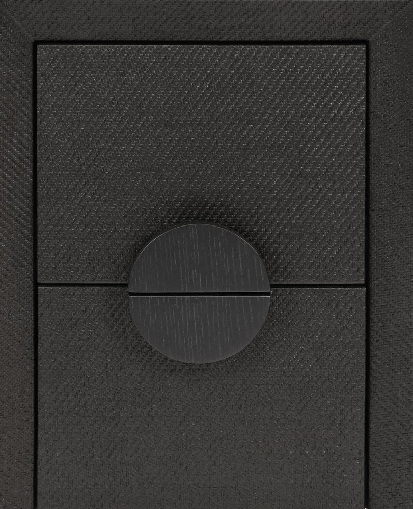 Worlds Away - Two Drawer Small Side Table In Black Painted Grasscloth With Black Oak Handles - PARKER BLK view 6