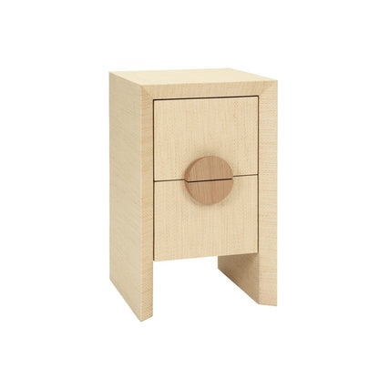 Worlds Away - Two Drawer Small Side Table In Natural Grasscloth With Cerused Oak Handles - PARKER NAT view 1