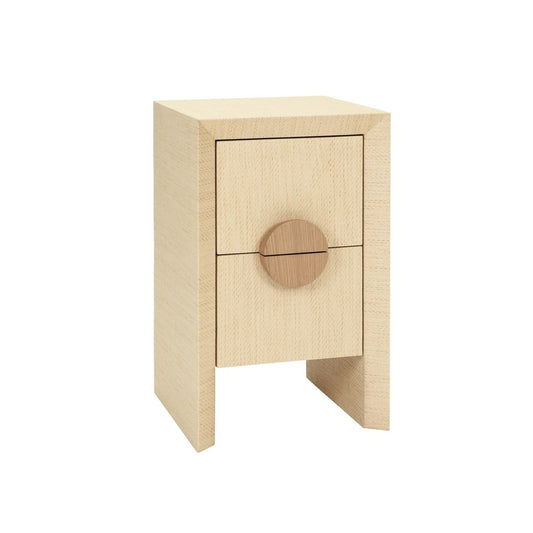 Worlds Away - Two Drawer Small Side Table In Natural Grasscloth With Cerused Oak Handles - PARKER NAT view 1