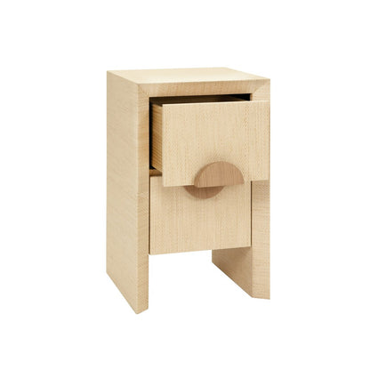 Worlds Away - Two Drawer Small Side Table In Natural Grasscloth With Cerused Oak Handles - PARKER NAT view 3