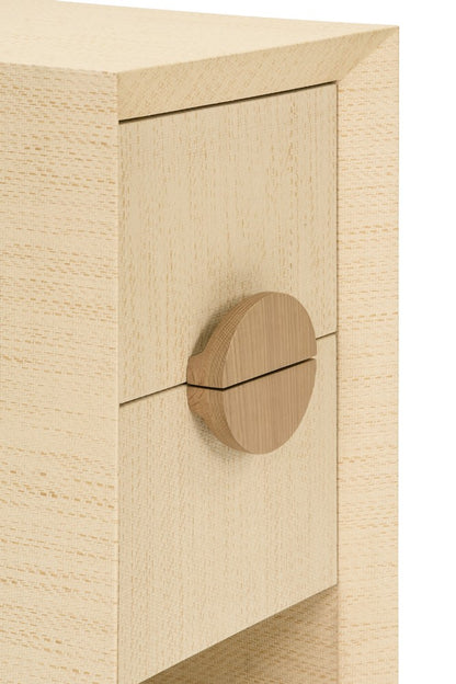 Worlds Away - Two Drawer Small Side Table In Natural Grasscloth With Cerused Oak Handles - PARKER NAT view 5