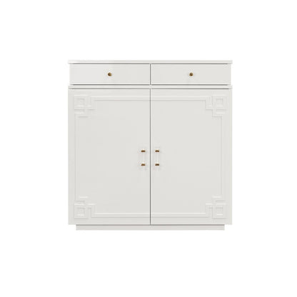 Worlds Away - Two Drawer, Two Door Cabinet With Acrylic And Brass Hardware In White Lacquer - GLENN WH view 2