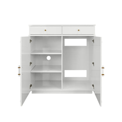 Worlds Away - Two Drawer, Two Door Cabinet With Acrylic And Brass Hardware In White Lacquer - GLENN WH view 3
