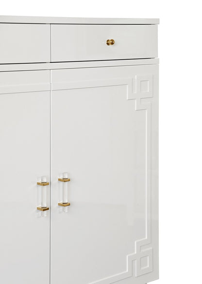 Worlds Away - Two Drawer, Two Door Cabinet With Acrylic And Brass Hardware In White Lacquer - GLENN WH view 4