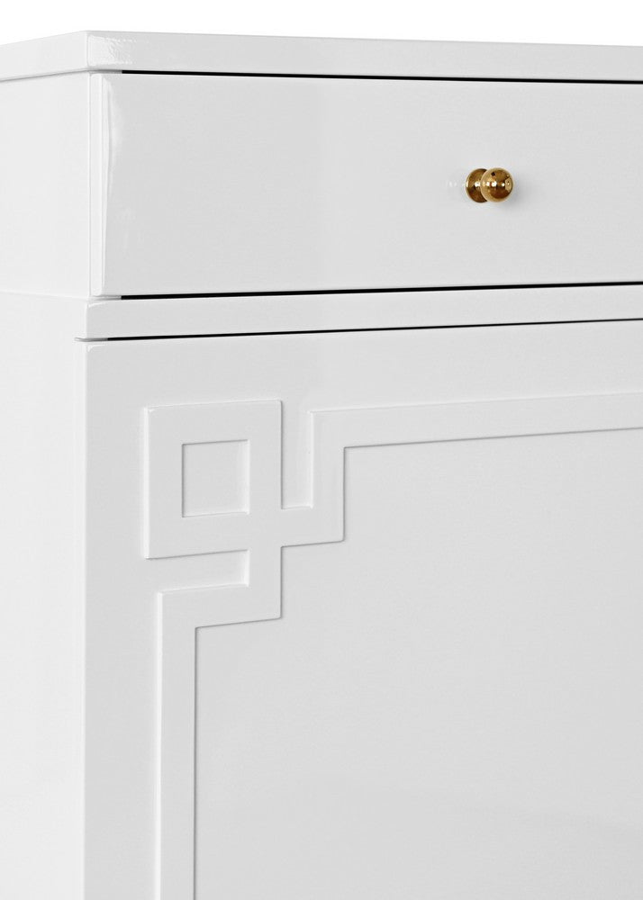 Worlds Away - Two Drawer, Two Door Cabinet With Acrylic And Brass Hardware In White Lacquer - GLENN WH view 5