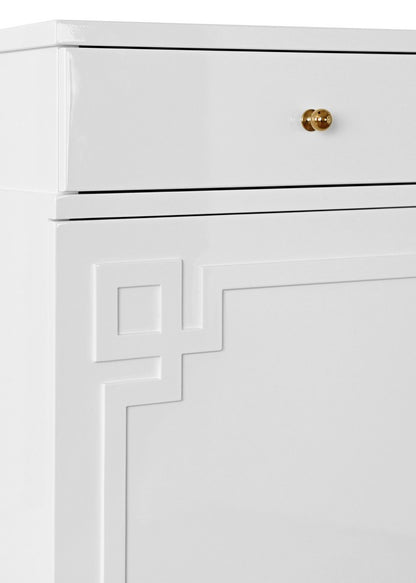Worlds Away - Two Drawer, Two Door Cabinet With Acrylic And Brass Hardware In White Lacquer - GLENN WH view 5