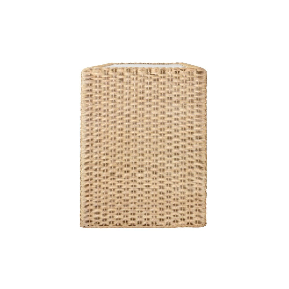 Worlds Away - Two Drawer Waterfall Edge Desk In Woven Rattan With Glass Top - ADRIEN view 8