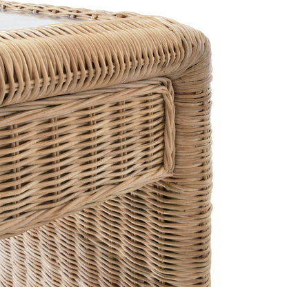 Worlds Away - Two Drawer Waterfall Edge Desk In Woven Rattan With Glass Top - ADRIEN view 10