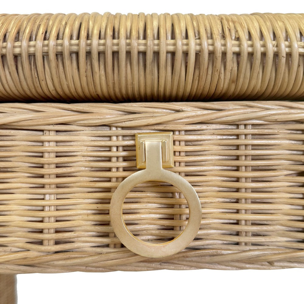 Worlds Away - Two Drawer Waterfall Edge Desk In Woven Rattan With Glass Top - ADRIEN view 12