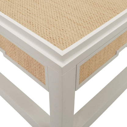 Worlds Away - Two Hidden Drawer Coffee Table With Matte White Lacquer Frame And Inset Natural Grasscloth - LOCKLIN NAT view 5