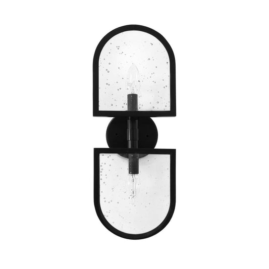 Worlds Away - Two Light Sconce With Seeded Glass In Black Powder Coat - DEXTER BLK view 1