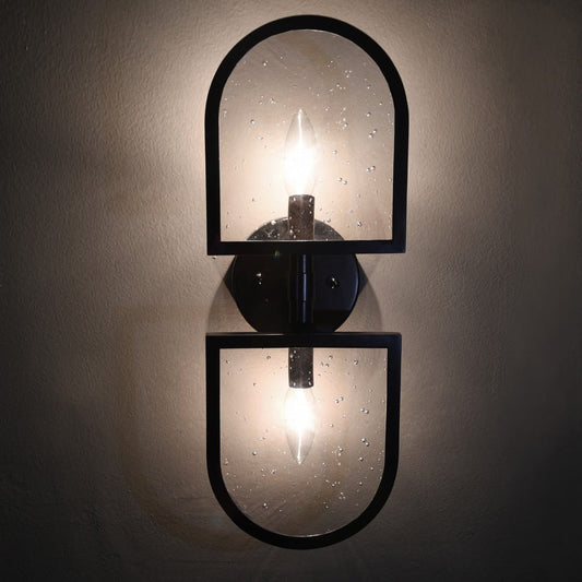 Worlds Away - Two Light Sconce With Seeded Glass In Black Powder Coat - DEXTER BLK view 2