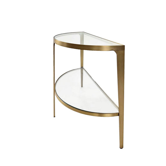 Worlds Away - Two Tier Glass Top Demilune Console In Antique Brass - LISA ABR view 1