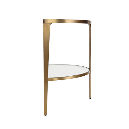 Worlds Away - Two Tier Glass Top Demilune Console In Antique Brass - LISA ABR view 3