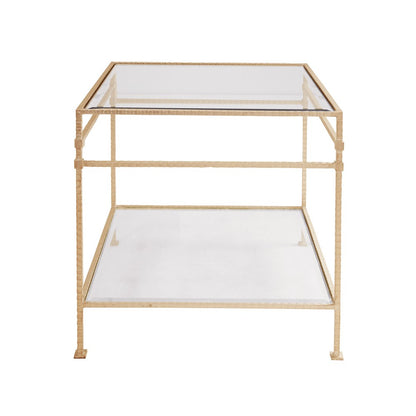 Worlds Away - Two Tier Square Table With Glass Top In Hammered Gold Leaf - AMOS G view 2