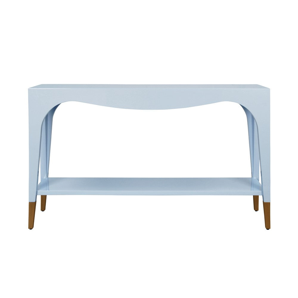 Worlds Away - Two Tier Tapered Leg Console With Antique Brass Foot Caps In Light Blue Lacquer - LAVERNE LB view 2