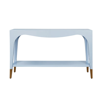 Worlds Away - Two Tier Tapered Leg Console With Antique Brass Foot Caps In Light Blue Lacquer - LAVERNE LB view 2